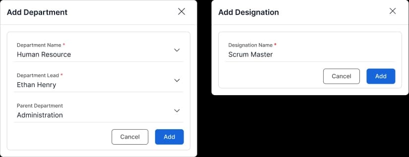 Add Department & Designation